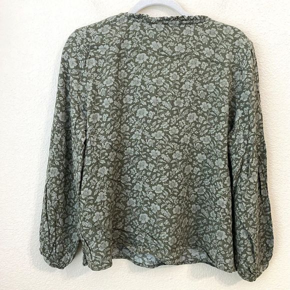 Frye and Co Blouse Top Womens Large Floral Peasant Green Popover - Picture 2 of 7